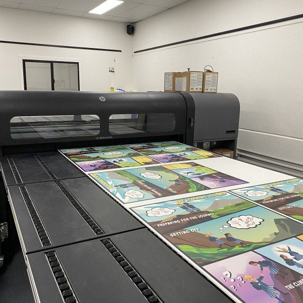 Flatbed printer in production