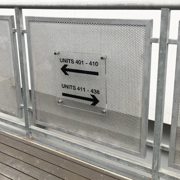 Acrylic wayfinding sign with stainless steel standoffs and vinyl lettering - Signarama Sydney CBD South