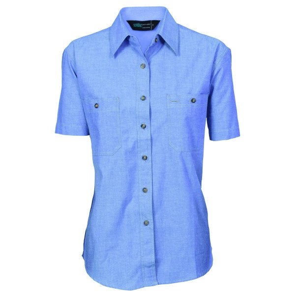 Custom Ladies Cotton Chambray Shirt - Short Sleeve