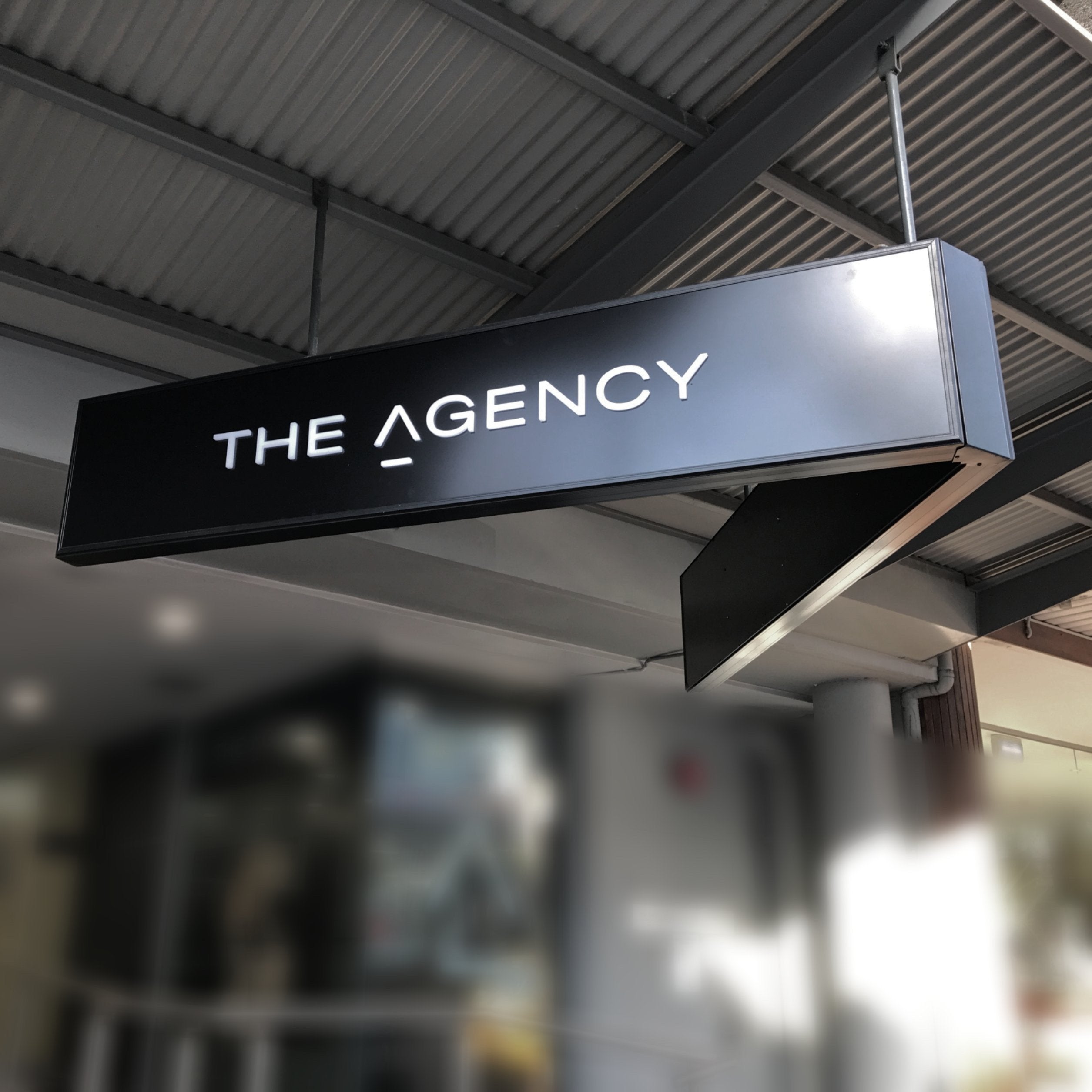 The Agency Custom A-shape Lightbox, vinyl and opal acrylic - Signarama Sydney CBD South