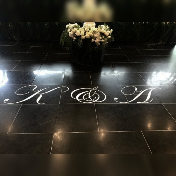 Wedding dance floor custom initial vinyl lettering - Signarama Sydney CBD South