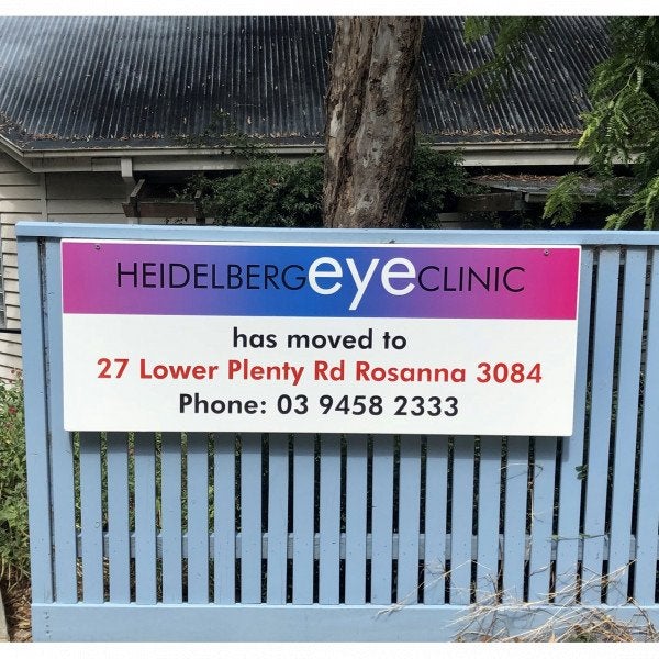 Corflute Signs - Heidelberg Eye Clinic