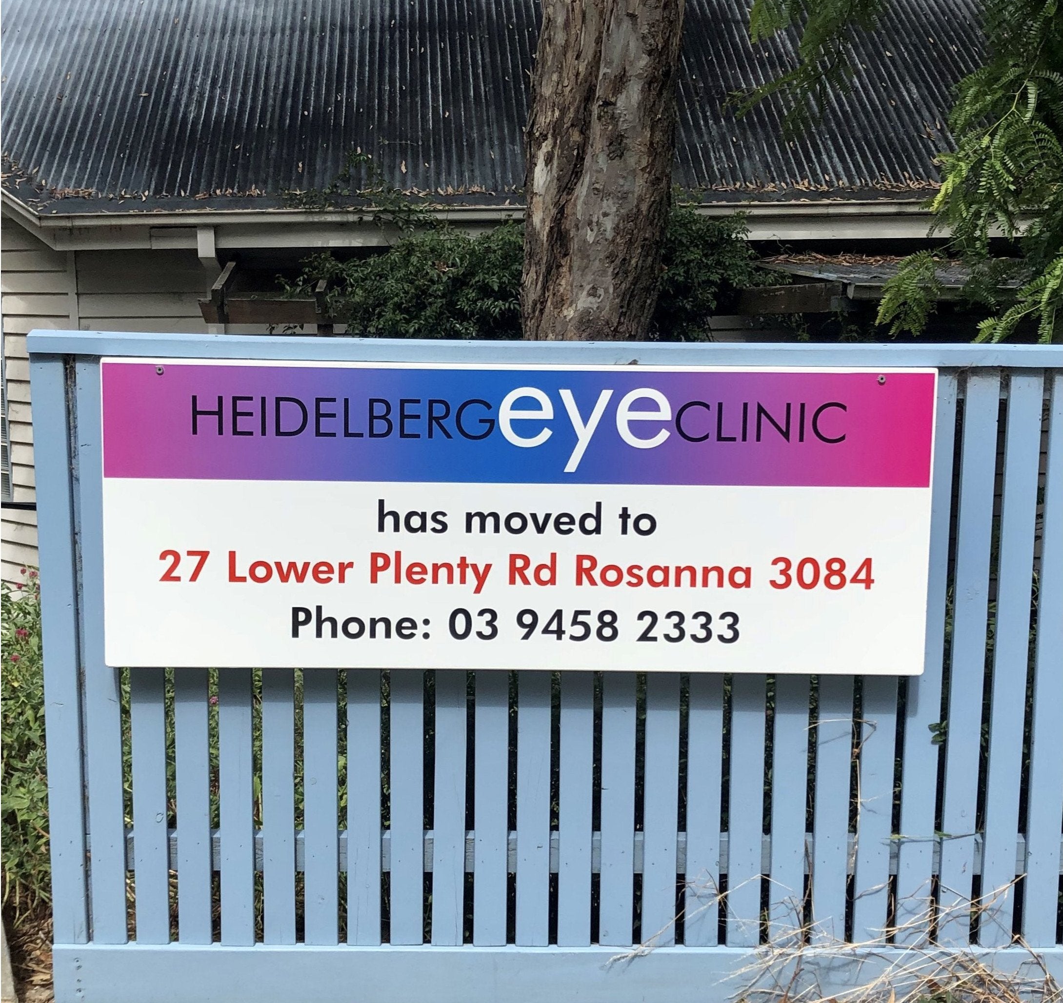Corflute Signs - Heidelberg Eye Clinic