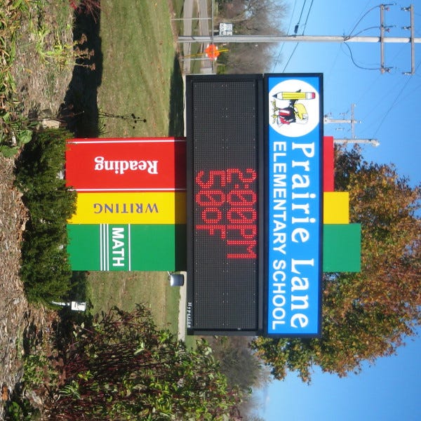 LED Monument Sign Prairie Lane Elementary School from 2010 in Pleasant Prairie, WI