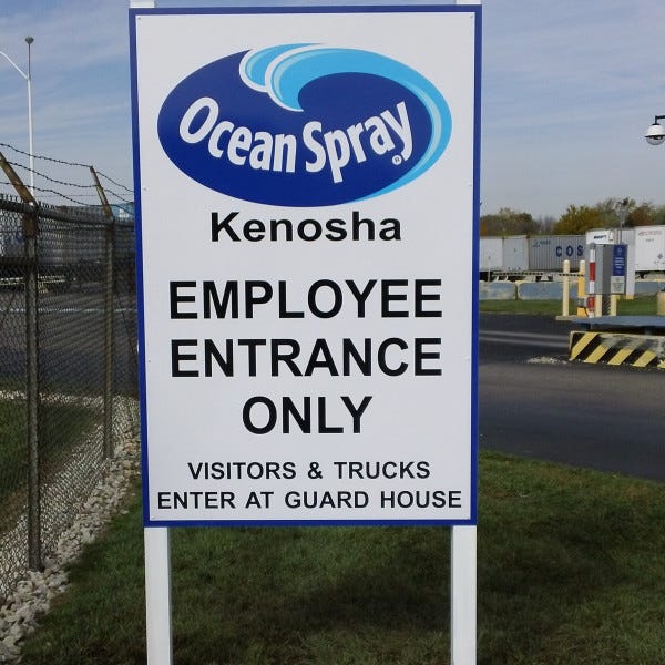 Ocean Spray Post and Panel from 2012 in Kenosha, WI