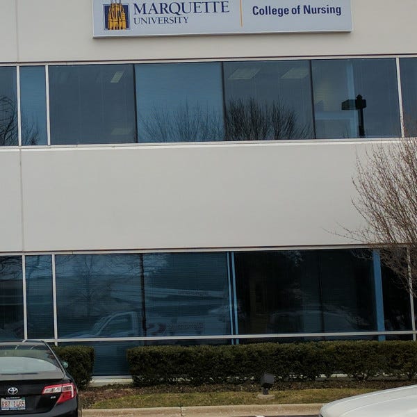 Box Sign Marquette College of Nursing from 2016 in Pleasant Prairie, WI