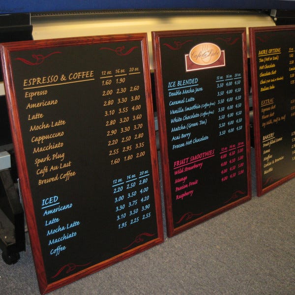 Menu Boards Cafe de Lube from 2008 in Kenosha, WI