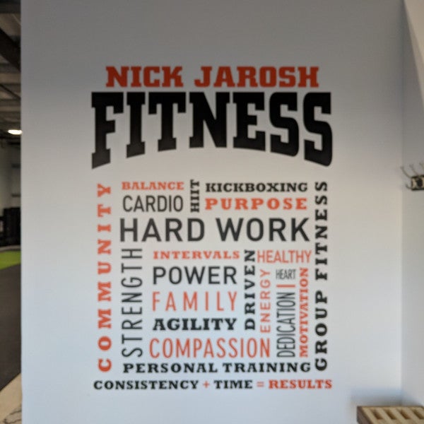 Nick Jarosh fitness wall graphic