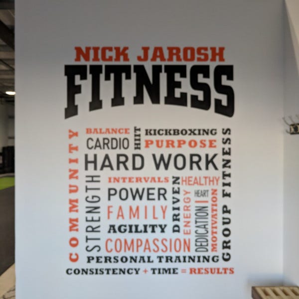 Nick Jarosh fitness wall graphic