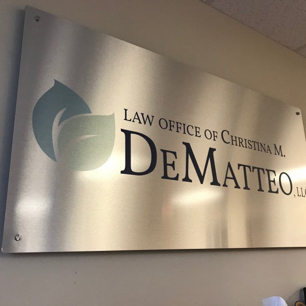 Interior Aluminum Sign with Standoffs - Law Office of Christina DeMatteo