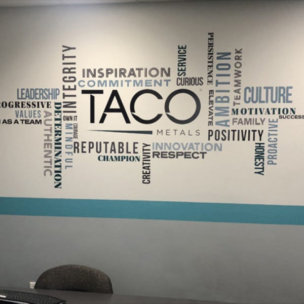 TACO Metals Indoor Wall Graphic