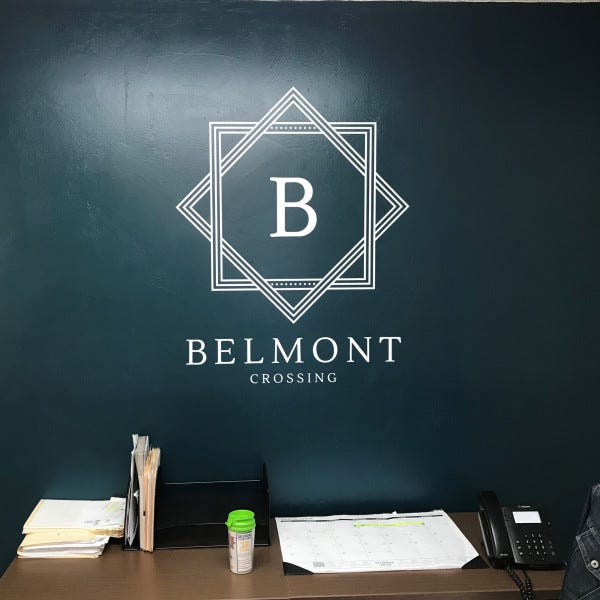 White Wall Vinyl Logo Graphicsignaramabelmont Crossing Apts