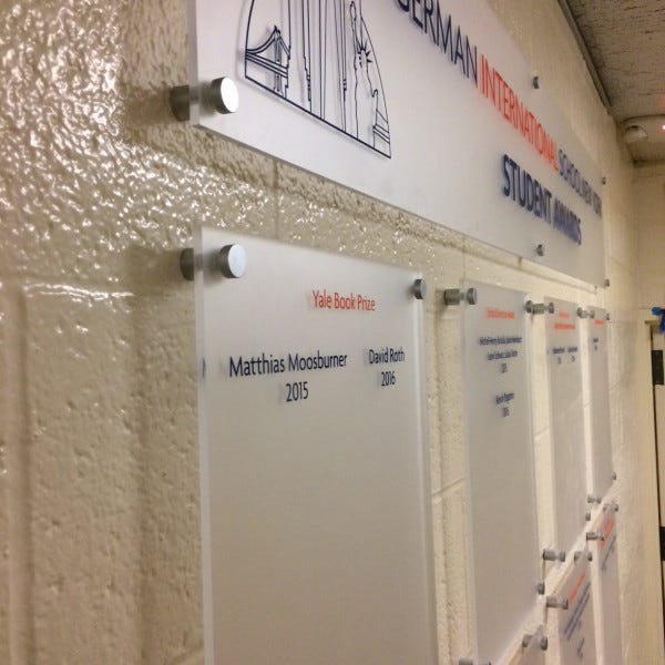 German School NY Frosted Acrylic Award Wall