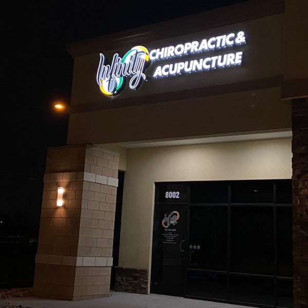 Lighted channel letters for storefront sign