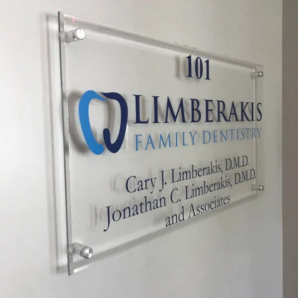 Acrylic Sign with Standoffs - Limberakis Family Dentistry