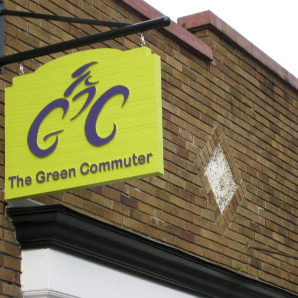 Green Commuterhdu Carved Outdoor Sign