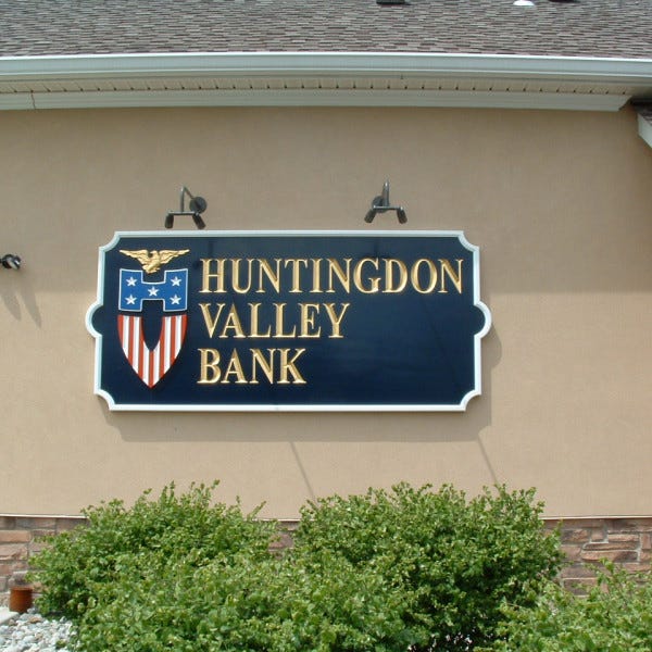 Carved Sign - Huntington Valley Bank
