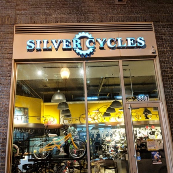 Night Illuminated Pin Mount Channel Letter Signsilver Cycles Silver Sprng Mdsmall