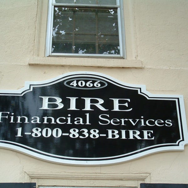 Carved Sign - Bire Finanacial Services