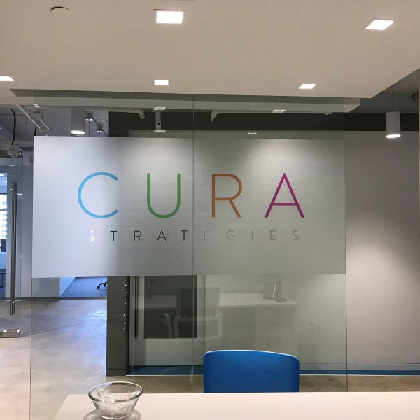 Frosted Printed Vinyl Glass Panel With Cut Outsignarama Silver Spring Cura Strategies Vareception