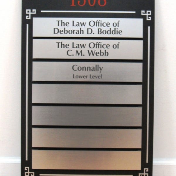 Outdoor Custom Pvc Directory Sign With Plastic Engraved Insertsdc Probate Lawsmall