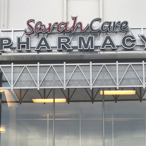 Channel Letters - Sarah Care Pharmacy