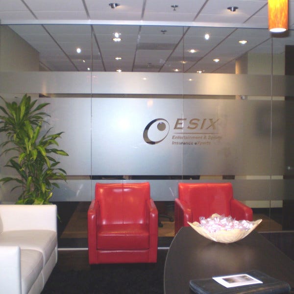 window frosting with logo