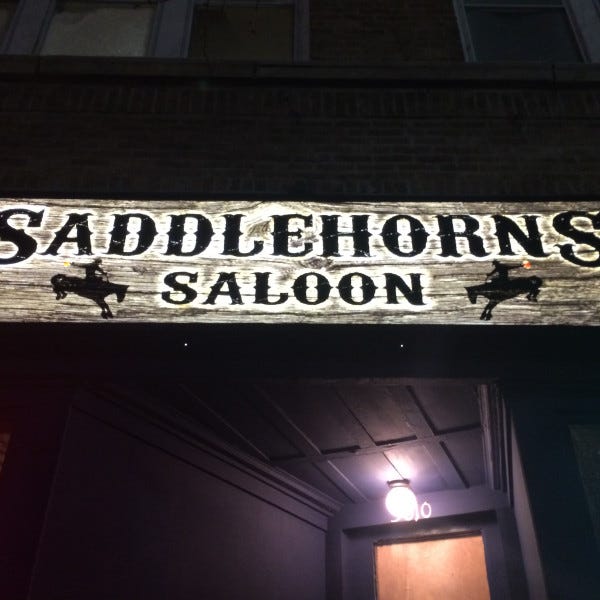 Lit Box Sign Saddlehorns Saloon from 2014 in Kenosha, WI