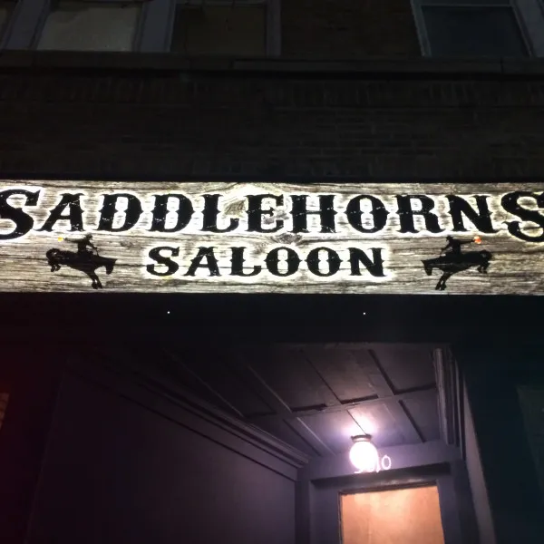 Lit Box Sign Saddlehorns Saloon from 2014 in Kenosha, WI