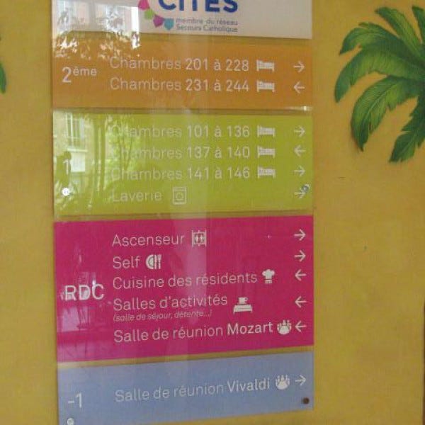 Plaque de signalétique directionelle accueil (orientation étages) en plexiglass- VANVES