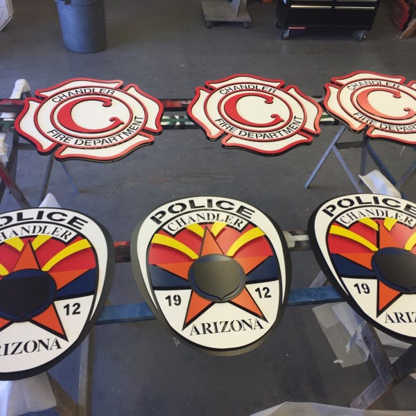 Wall Sign-Chandler PD & FD Badge Signs