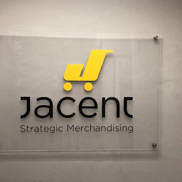 Acrylic Sign with Standoffs - Jacent