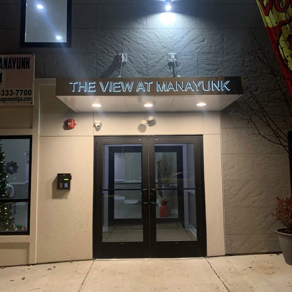 Awning With Push Through Letters - The View At Manayunk