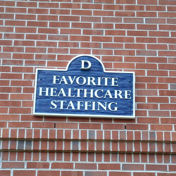 Carved Sign - Favorite Healthcare Staffing