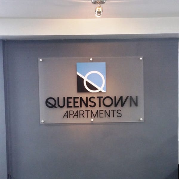 Frosted Acrylic Reception Signsignarama Silver Springqueenstown Aptssmall