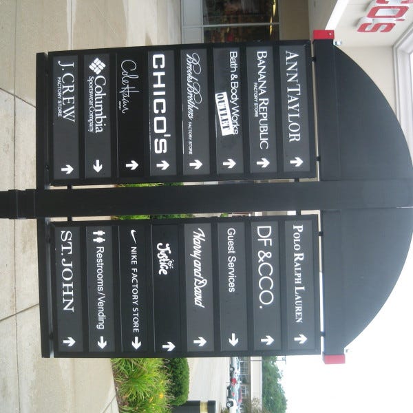 Pleasant Prairie Premium Outlets Way Finding Sign