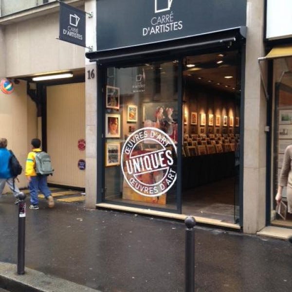 CARRE D ARTISTE LETTRAGE VITRINE GALLERIE PARIS VITRE LOGO CAMPAGNE PUB- PARIS 12