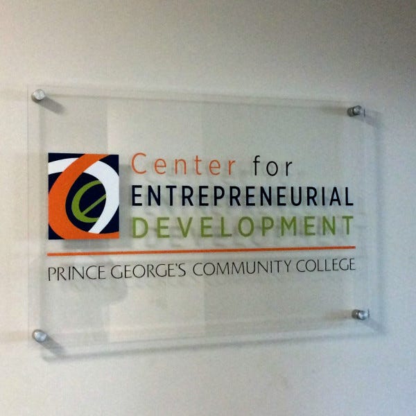 Acrylic Reception Signsignarama Silver Springpgcc Center For Entrepreneurial Development