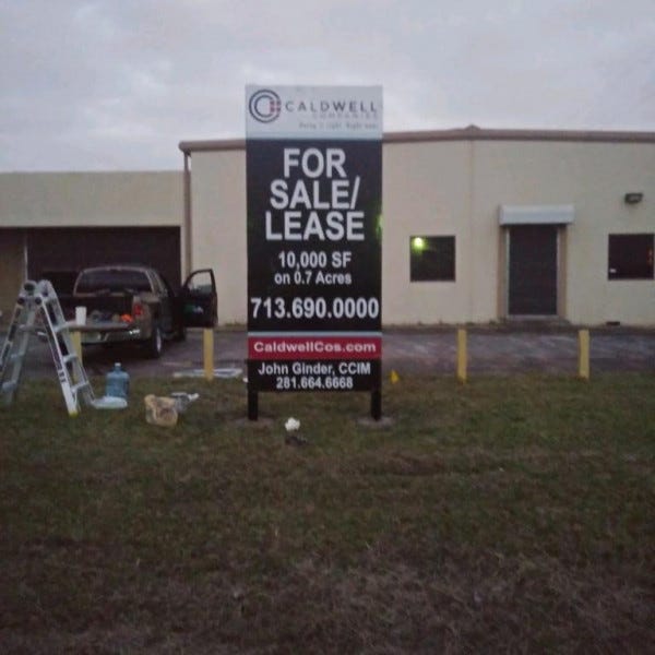 Post And Panel Sign At Caldwell Properties - Houston, TX