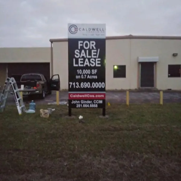 Post And Panel Sign At Caldwell Properties - Houston, TX