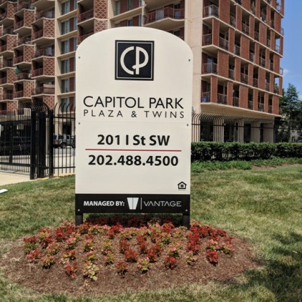 Custom Shape Site Signsignarama Silver Springcapitol Park Plazasmall