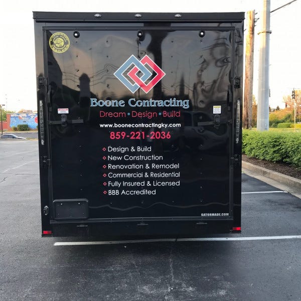 Boone Contracting Trailer Back
