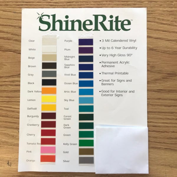 ShineRite Color Chart