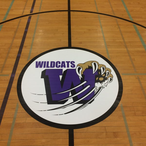 Washington Middle School Gym Floor Graphic from 2015 in Kenosha, WI