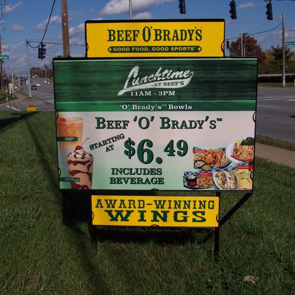 Beef O Bradys Aluminum Sign
