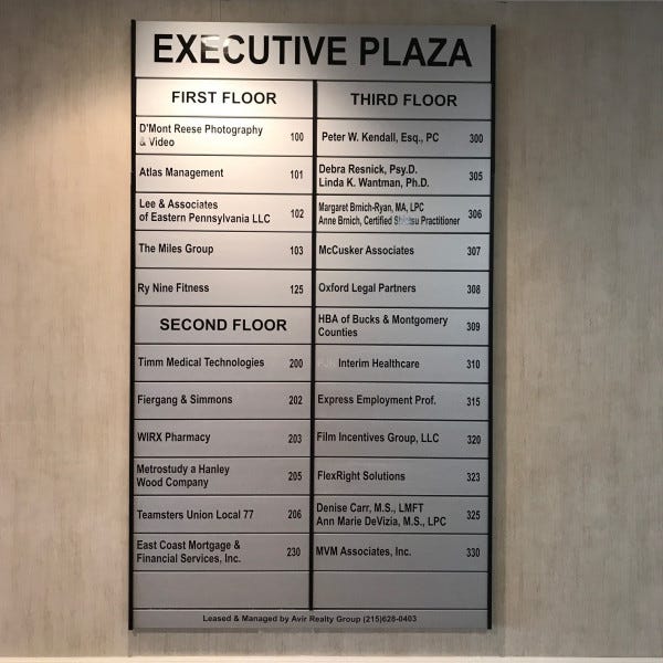 Interior Directory - Executive Plaza