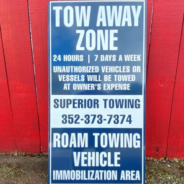 Tow Away Zone sign