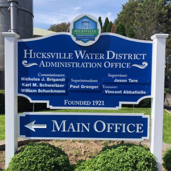 Carvedsignhicksvillewaterdistrict