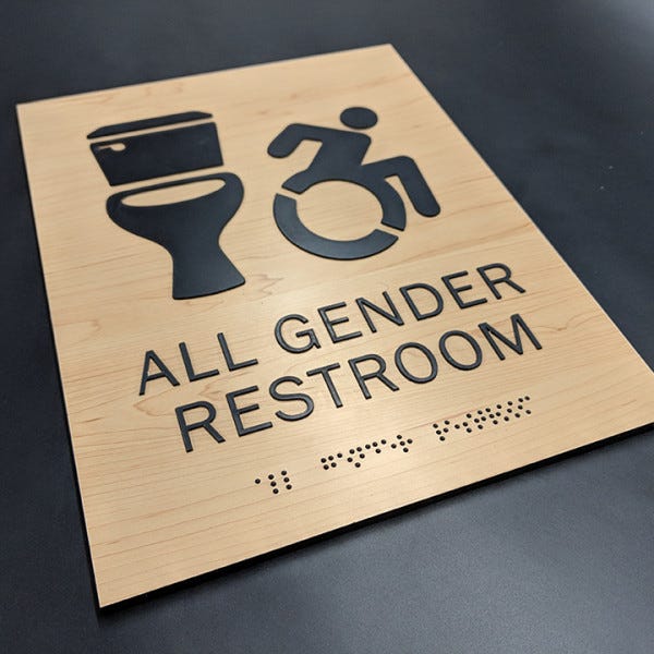 All Gender Restroom On Woodgrain Background   South Burlington Vt