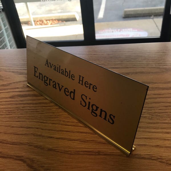 Engraved Desk Plate Holder